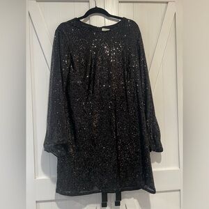 H&M sequin black Longsleeve dress (M)